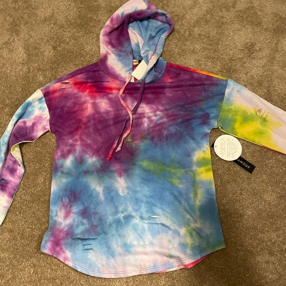 Sweaters - Distress multi-colored hoodie